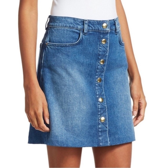 Frame Denim Claire Snap Front Denim Skirt - Picture 1 of 15